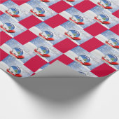 サンタスノーグローブクリスマスレッドミッテンメリークリスマス ラッピングペーパー (角)