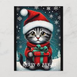 サンタスノーフレークかわいい子猫ギフトスノーウィークリスマス ポストカード