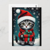 サンタスノーフレークかわいい子猫ギフトスノーウィークリスマス ポストカード (正面/裏面)