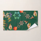 サンタスノーフレークとトナカイのクリスマスドラクグリーン バスタオルセット (ハンドタオル)