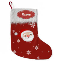 サンタスノーフレークとホワイトファークリスマスストッキング