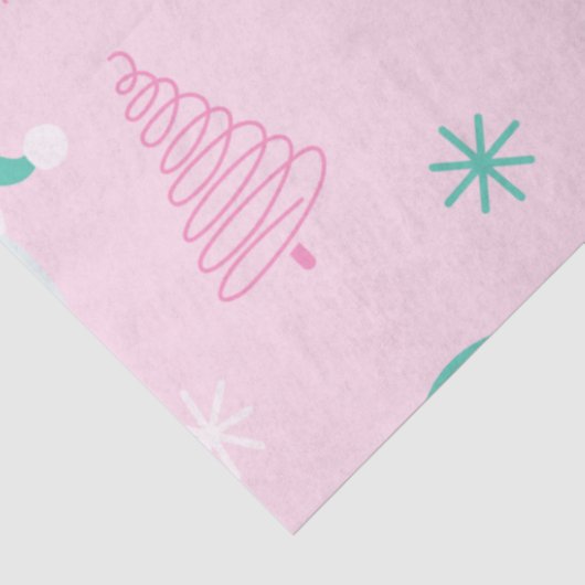 サンタスノーフレークのクリスマスツリーピンクのクリスマス 薄葉紙 (詳細)