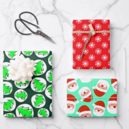 サンタスノーフレーク及び木包み紙シート ラッピングペーパーシート