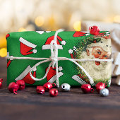 サンタスハットパター赤と白ンカスタム写真 ラッピングペーパーシート