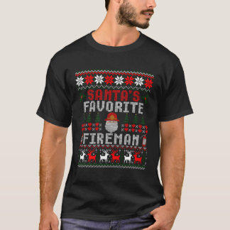 サンタスフお気に入りのァイアーマン消防士の醜いセーターF Tシャツ