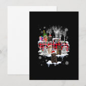 サンタスプロードル 赤い格子縞のピックアップトラックのクリスマス 招待状 (正面/裏面)