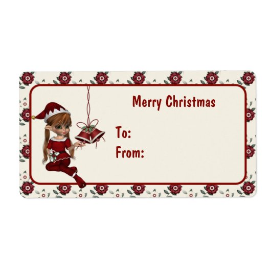 サンタスヘルパークリスマス小妖精や小人クリスマスラベル ラベル (正面)
