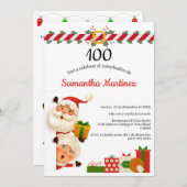 サンタスペインの&ミセスクロース100誕生日 招待状 (正面/裏面)