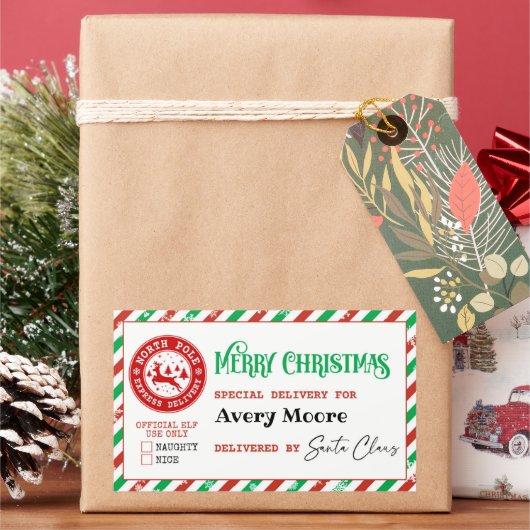 サンタスペシャルデリバリー北極クリスマスプレゼント 長方形シール (クリスマス)
