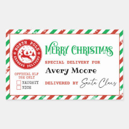 サンタスペシャルデリバリー北極クリスマスプレゼント 長方形シール