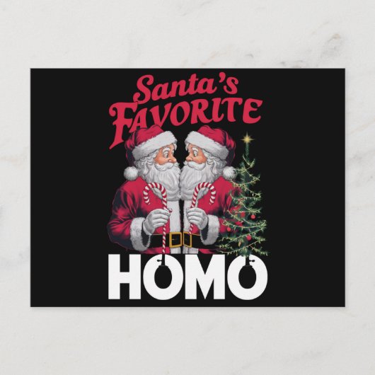 サンタスホモお気に入りのゲイクリスマスLGBTQプライド シーズンポストカード (正面)