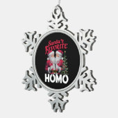 サンタスホモお気に入りのゲイクリスマスLGBTQプライド スノーフレークピューターオーナメント (右)
