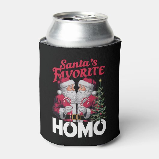 サンタスホモお気に入りのゲイクリスマスLGBTQプライド 缶クーラー (缶正面)