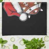 サンタスポーツクリスマスアメリカンフットボール愛好家 キッチンタオル (折り畳み)