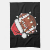 サンタスポーツクリスマスアメリカンフットボール愛好家 キッチンタオル (縦)