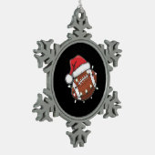 サンタスポーツクリスマスアメリカンフットボール愛好家 スノーフレークピューターオーナメント (左)