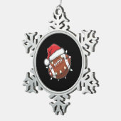 サンタスポーツクリスマスアメリカンフットボール愛好家 スノーフレークピューターオーナメント (右)