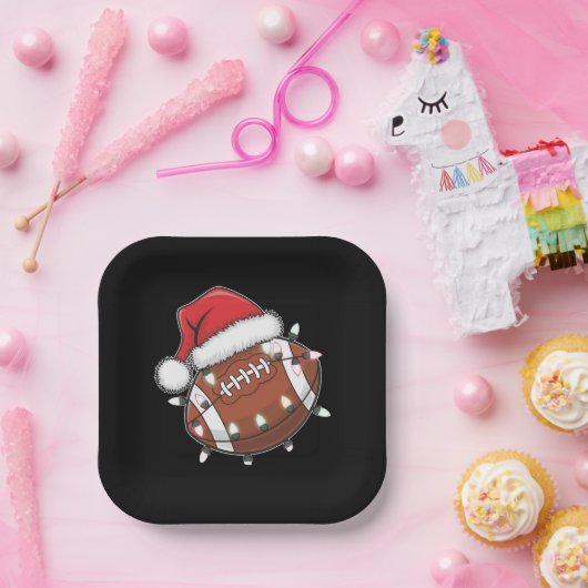 サンタスポーツクリスマスアメリカンフットボール愛好家 ペーパープレート (パーティー)