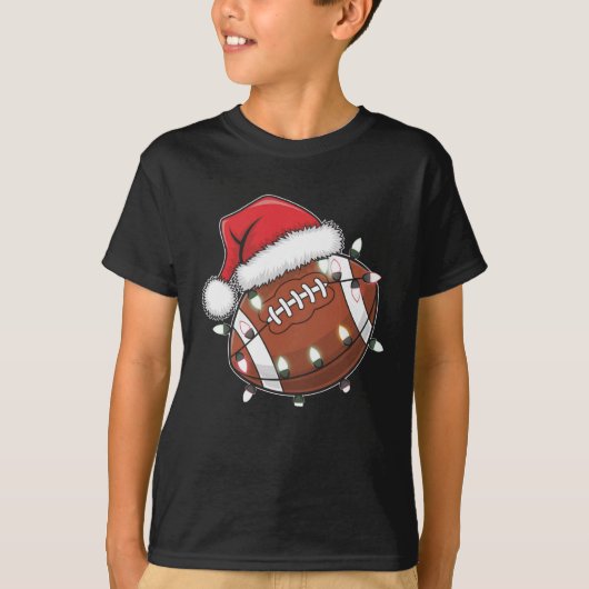 サンタスポーツクリスマスアメリカンフットボール愛好家 Tシャツ (正面)