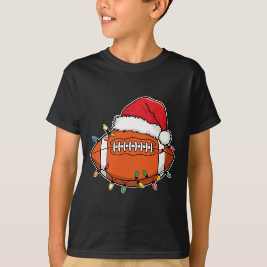 サンタスポーツデザイン男性へボーイズクリスマスフットバル Tシャツ (正面)