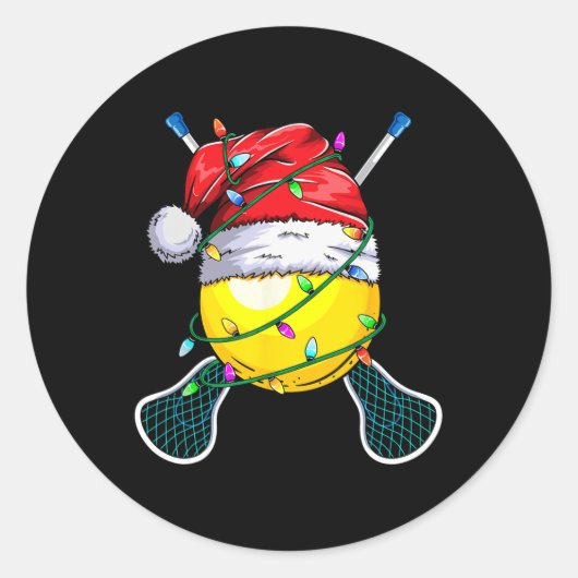サンタスポーツデザイン – クリスマスラクロス選手 ラウンドシール (正面)