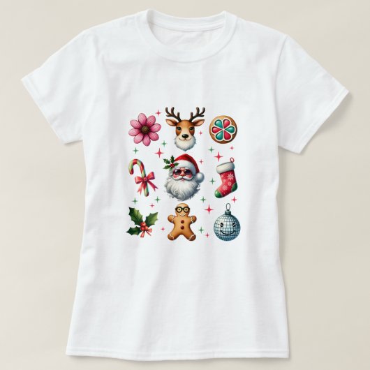 サンタスマイルクリスマスTシャツ Tシャツ (デザイン正面)