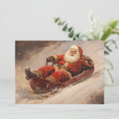 サンタスリディングスノーメリークリスマスヴィンテージ シーズンカード (スタンド正面)