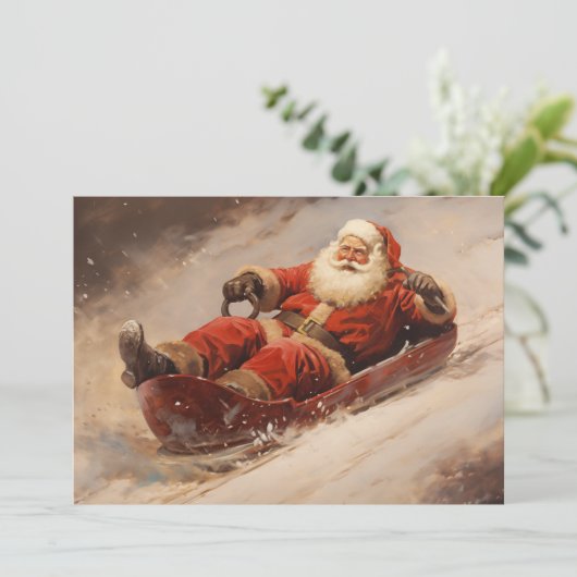 サンタスリディングスノーメリークリスマスヴィンテージ シーズンカード (スタンド正面)