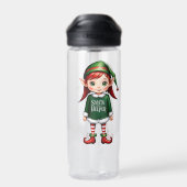 サンタスリトルヘルパー小妖精や小人フェスティバルクリスマス ウォーターボトル (背面)