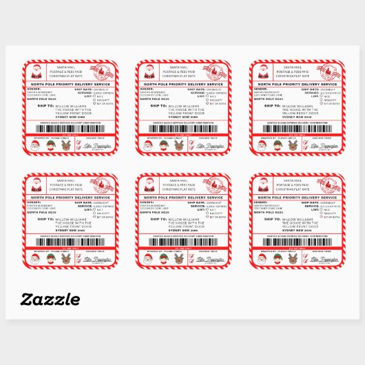 サンタスリーのクリスマス無料ラベルシール スクエアシール (シート)