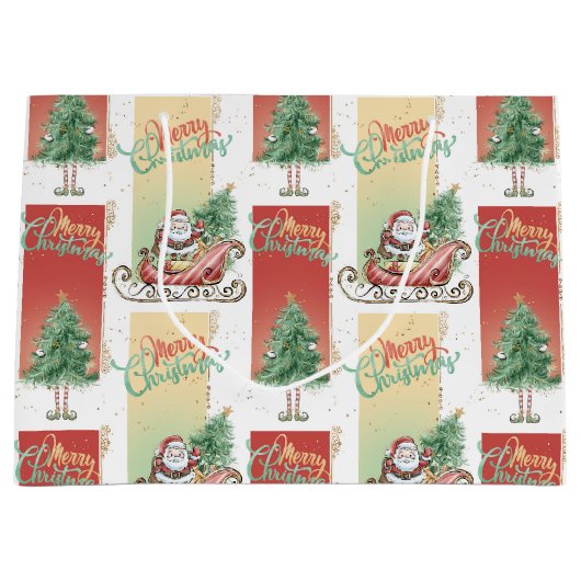 サンタスリークリスマスツリー抱き枕 ラージペーパーバッグ (正面)