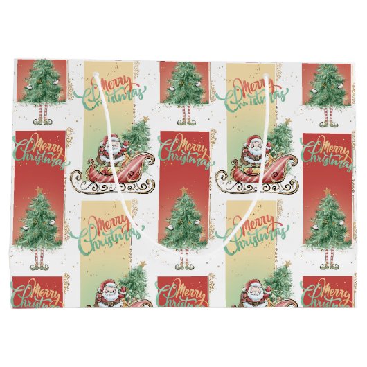 サンタスリークリスマスツリー抱き枕 ラージペーパーバッグ (裏面)