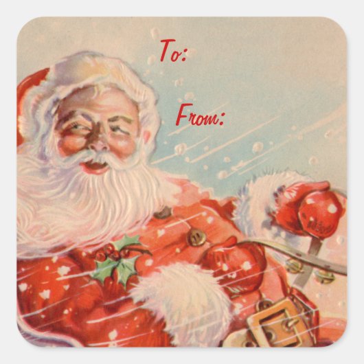 サンタスリーズライライドスクエアギフトラベルステッカー スクエアシール (正面)