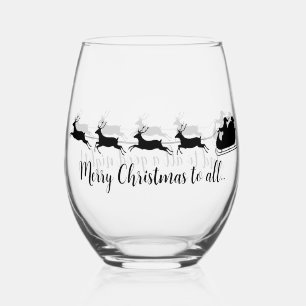 サンタスリートインディアクリスマスデザインワイングラス ステムなしワイングラス