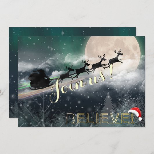 サンタスリートインディアクリスマスパーティの招待状 招待状 (正面/裏面)