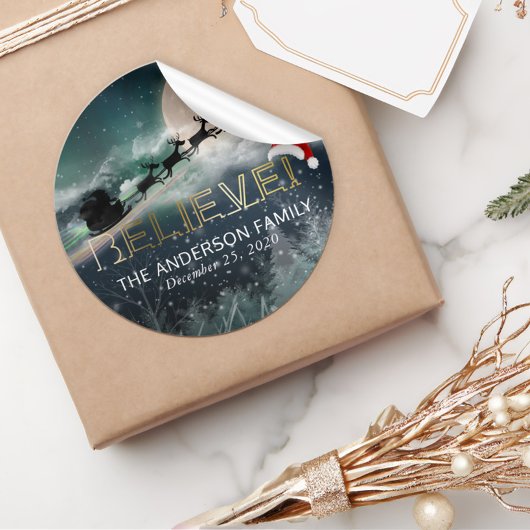 サンタスリートナディアクリスマスサ信じンタハット ラウンドシール
