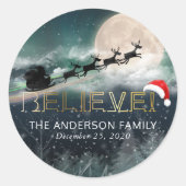 サンタスリートナディアクリスマスサ信じンタハット ラウンドシール (正面)