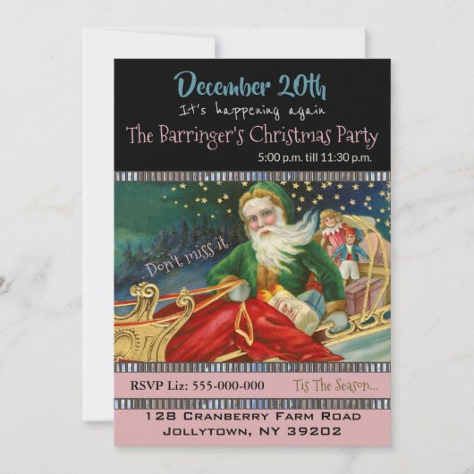 サンタスリーライドホリデーパーティー招待状 招待状 (正面)