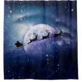 サンタスリー |ファンタジー銀河系クリスマスナイトスカイ シャワーカーテン (正面)