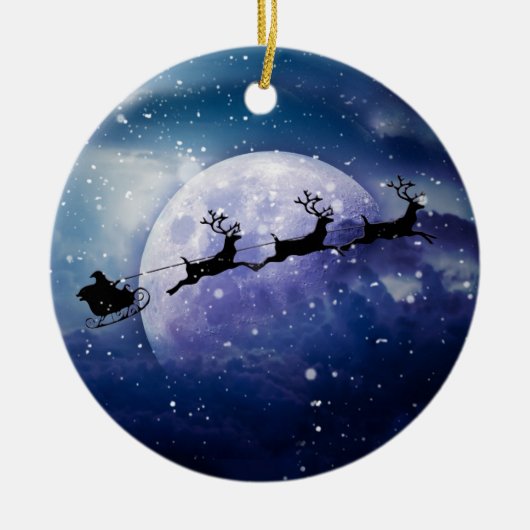 サンタスリー |ファンタジー銀河系クリスマスナイトスカイ セラミックオーナメント (正面)