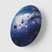 サンタスリー |ファンタジー銀河系クリスマスナイトスカイ ラウンド壁時計 (傾斜)