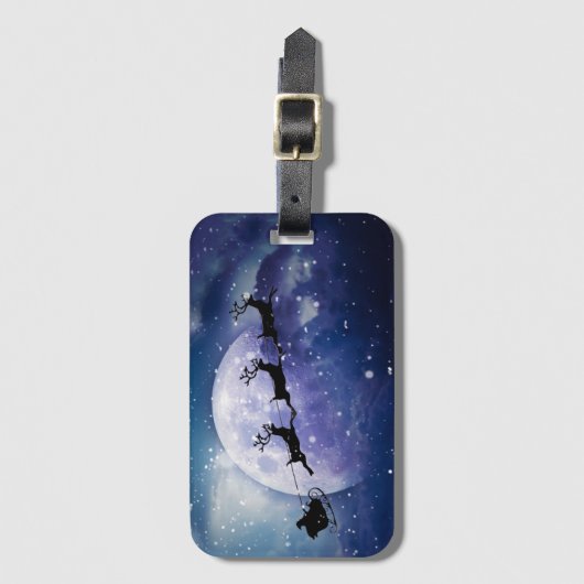 サンタスリー |ファンタジー銀河系クリスマスナイトスカイ ラゲッジタグ (正面縦)
