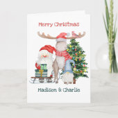 サンタスレイと格言がかわいい子パーソナライズされたどもたち シーズンカード (正面)