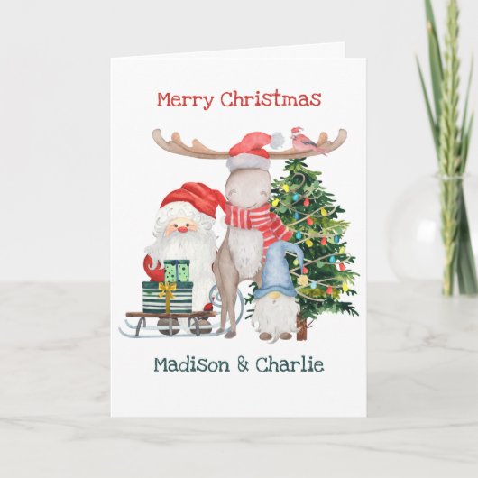 サンタスレイと格言がかわいい子パーソナライズされたどもたち シーズンカード (正面)