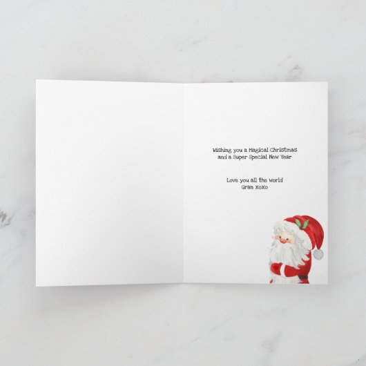 サンタスレイと格言がかわいい子パーソナライズされたどもたち シーズンカード (内部)