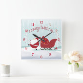 サンタスレイクリスマス スクエア壁時計 (ホーム)