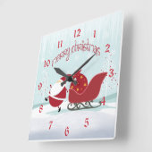 サンタスレイクリスマス スクエア壁時計 (傾斜)