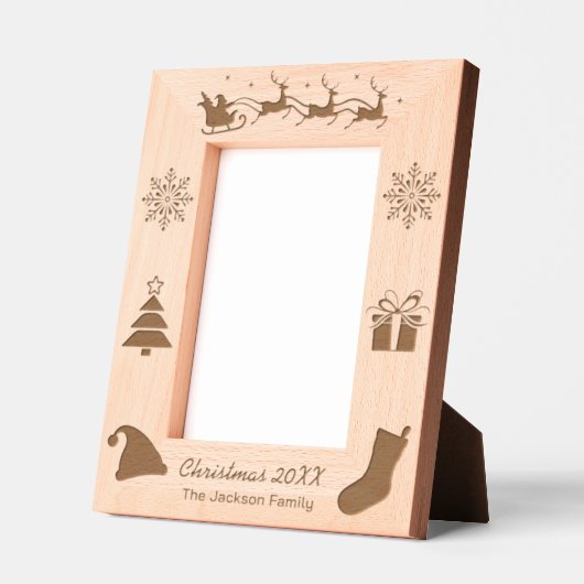 サンタスレイファミリークリスマス レーザー彫刻フレーム (左)