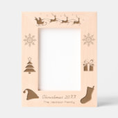 サンタスレイファミリークリスマス レーザー彫刻フレーム (正面)