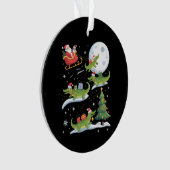 サンタスレライディングアリゲータークリスマスおもしろいクリスマス オーナメント (正面)